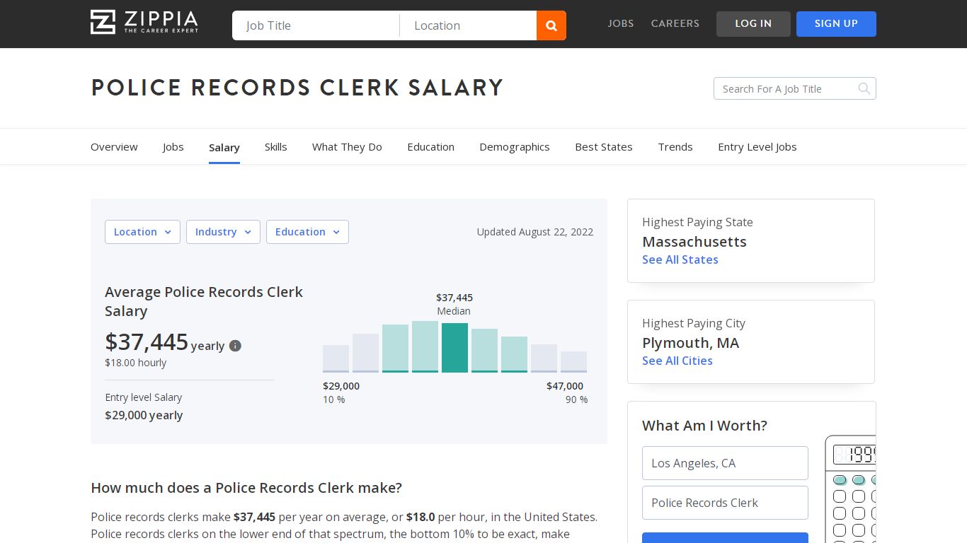 Police Records Clerk Salary (May 2022) - Zippia | Average Police ...